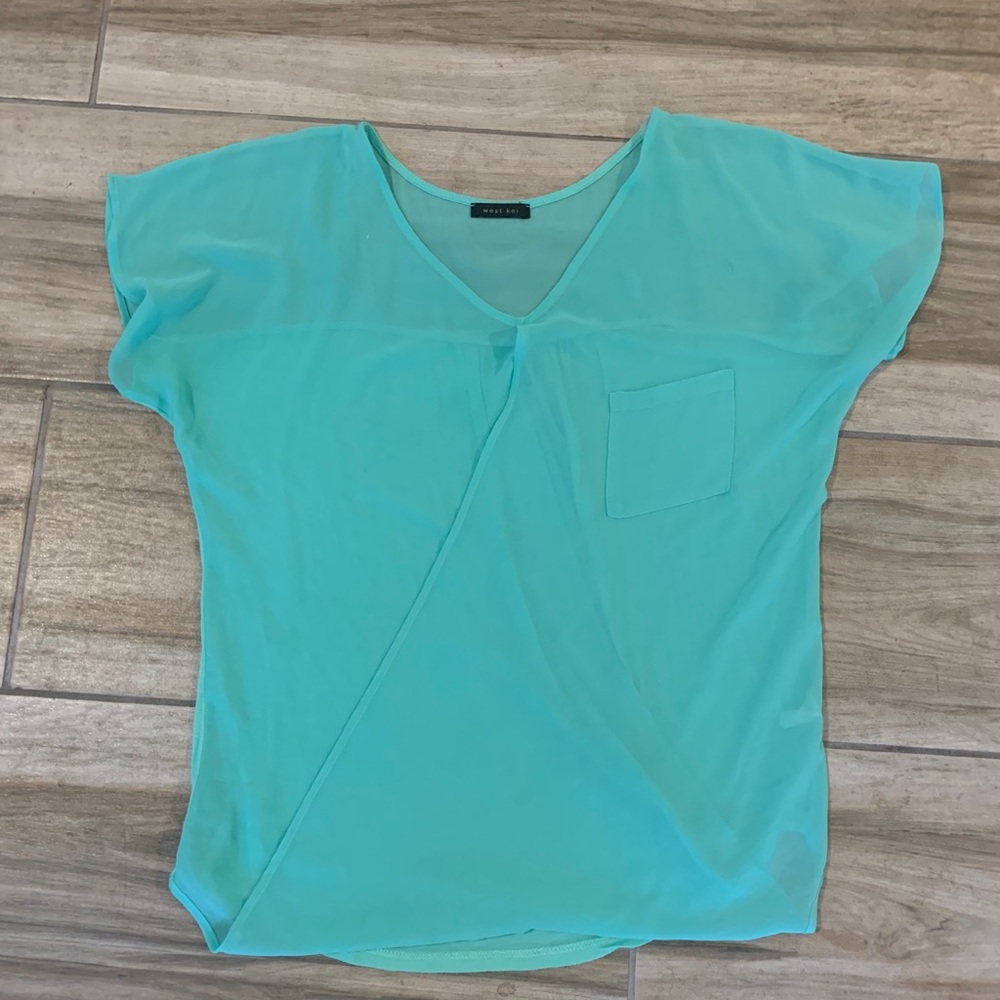 Teal see through blouse